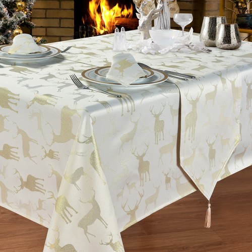 Large stag cream table - stag, cloths