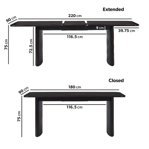 Large black oak extendable - black,