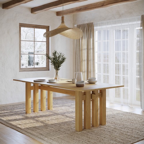 Large solid oak dining - dining, table