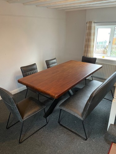 Large walnut dining table with