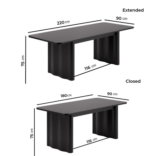 Large black oak extendable - black,